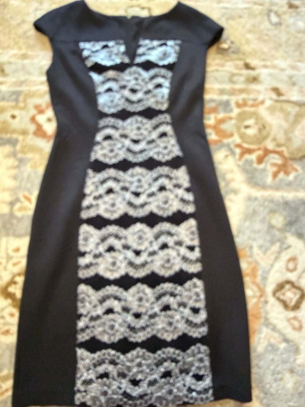 db established 1962 Black and White Lace Panel Sheath Dress Size 4